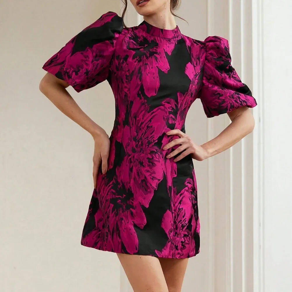 Hot Pink Boho Elegant Women's High-End Mini Dress - Picture 4 of 6